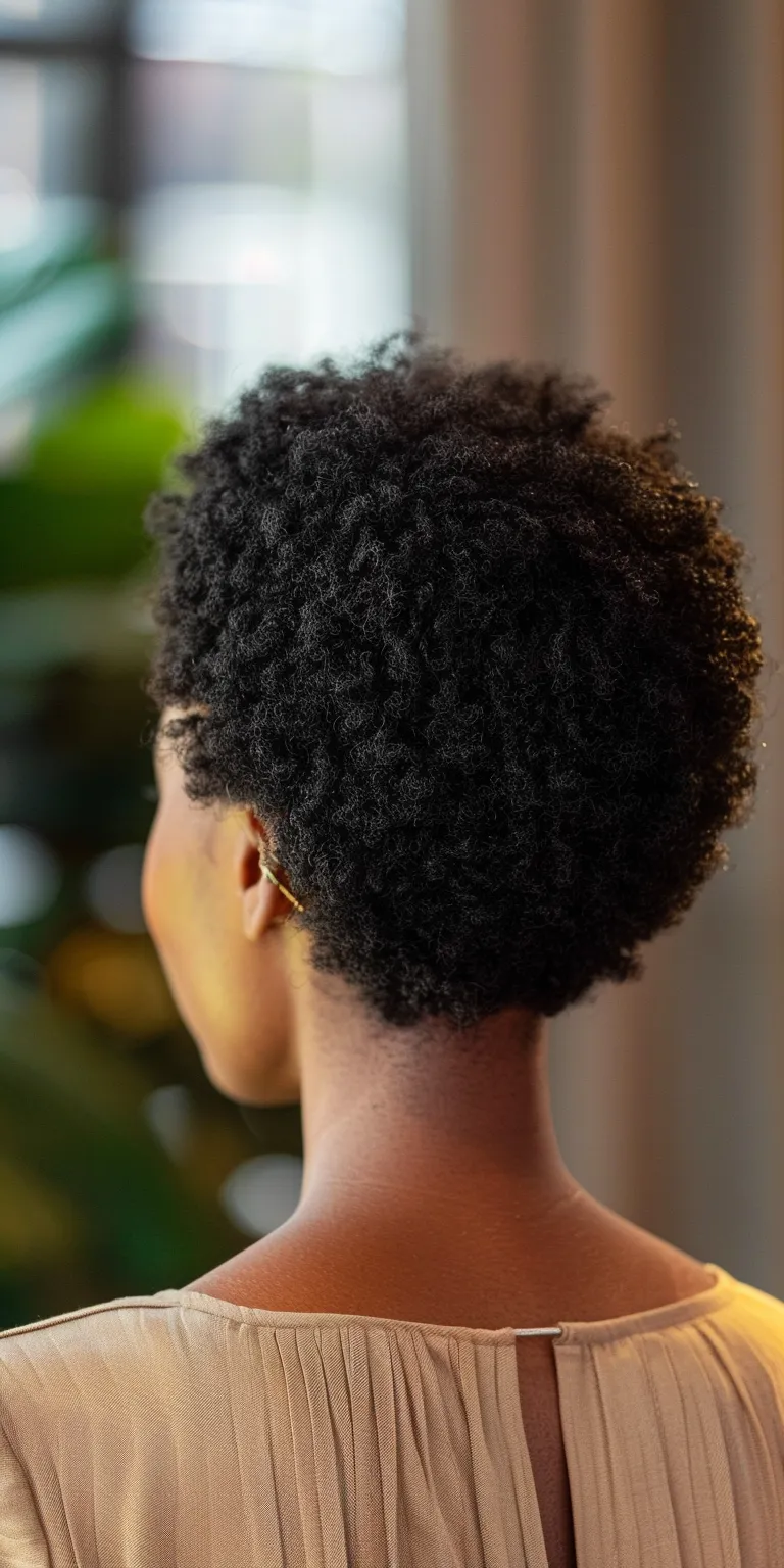 low maintenance short natural haircuts for black females Digital perm, Afro puffs, Kinky hair, Short brush cut, Asymmetric cut