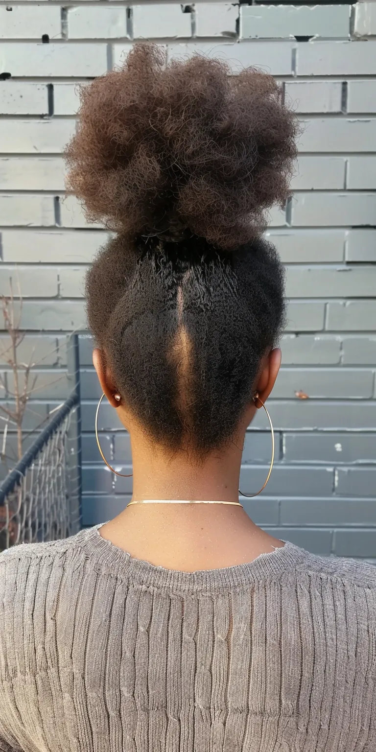 natural hairstyles Afro puffs, Asymmetric cut, Digital perm, French twist, Kinky hair