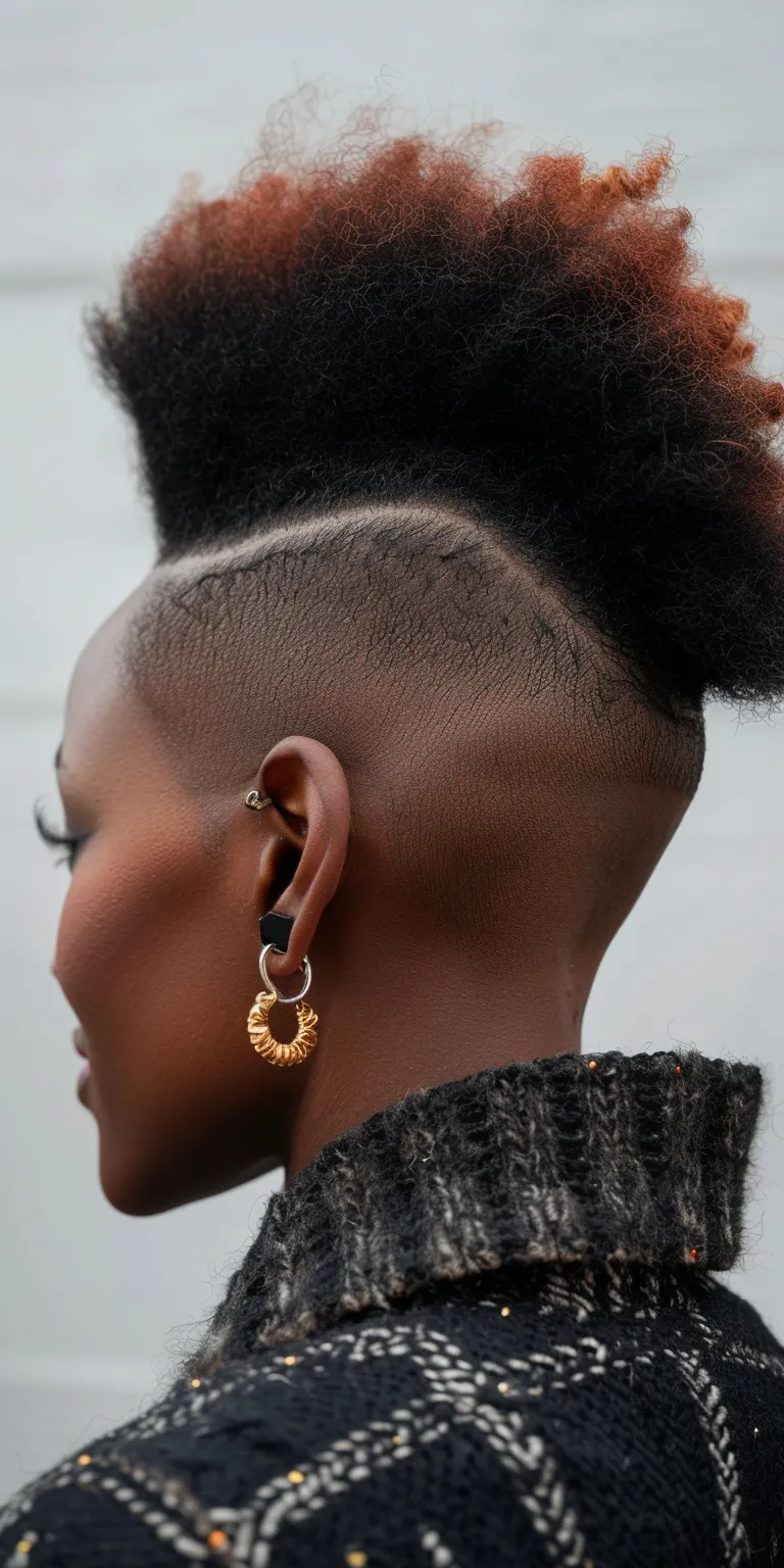 mohawk styles Pompadour, Asymmetric cut, Mohawk, Laid edges, French twist