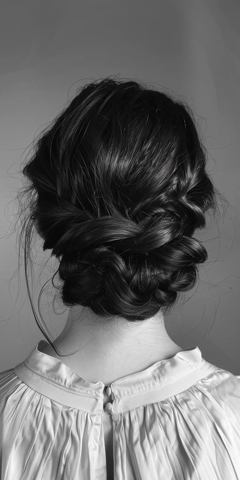 suavecita pomade Chignon, Milkmaid braid, Updo, French twist, braid