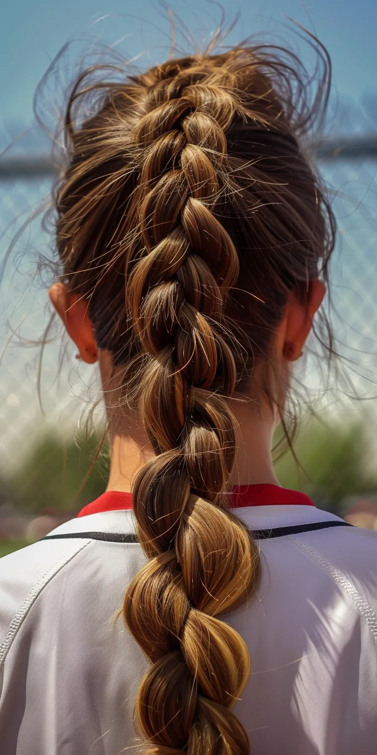 softball hairstyles Braid, French braid, Milkmaid twist, Pigtail