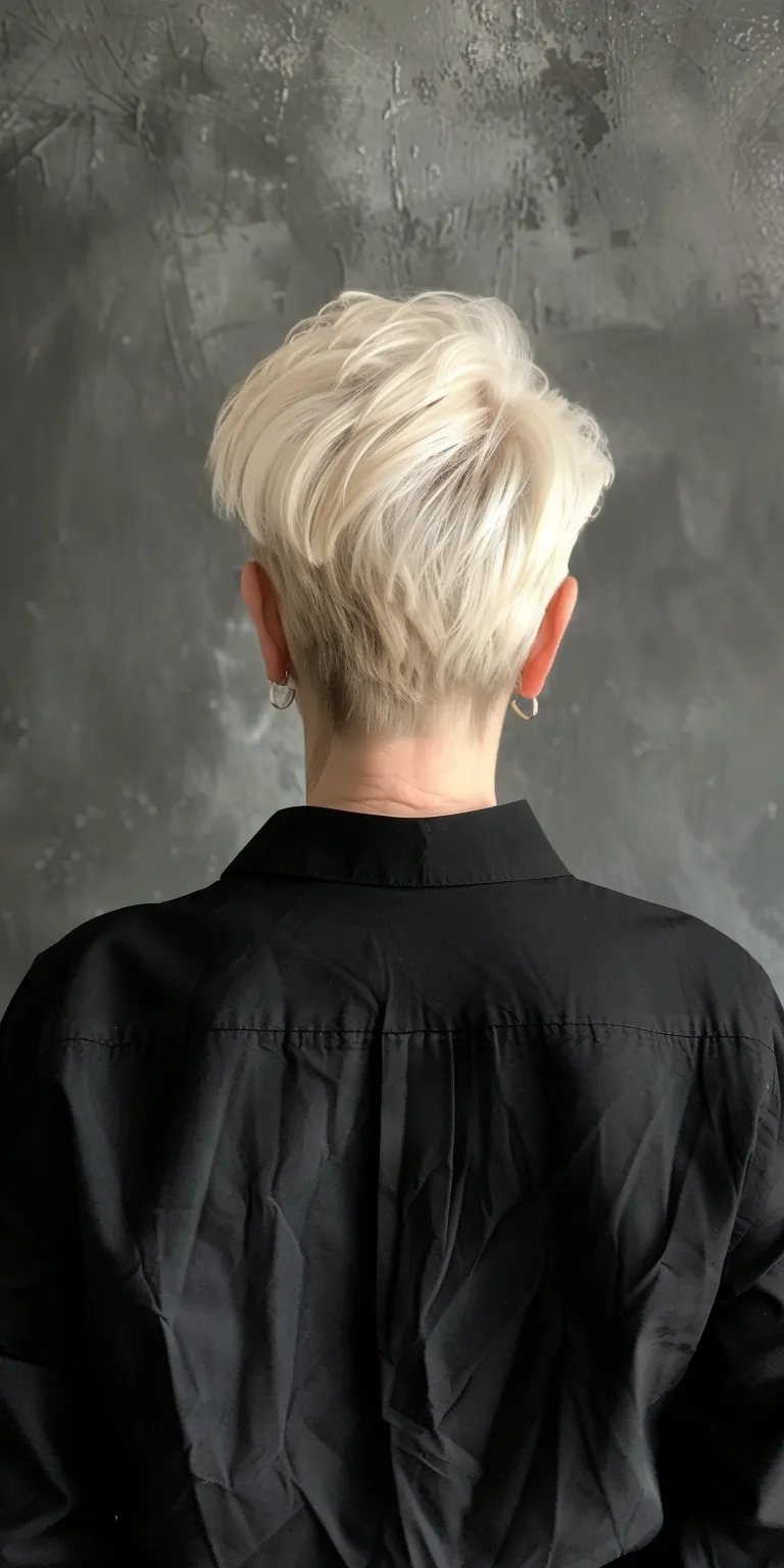 short hair styles for older women Asymmetric cut, Short brush Digital perm, Professional Tonsure