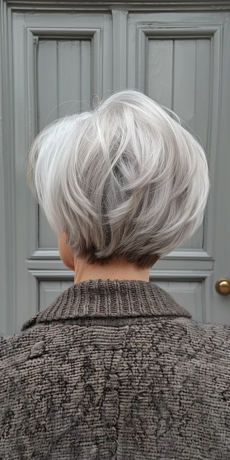 hair styles for over 60s Asymmetric cut, Layered hair, Short brush Feathered Pompadour