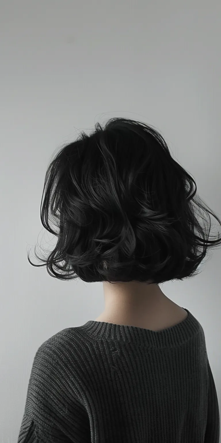 korean hair style Asymmetric cut, Digital perm, Bob Japanese women's hairstyles, Layered