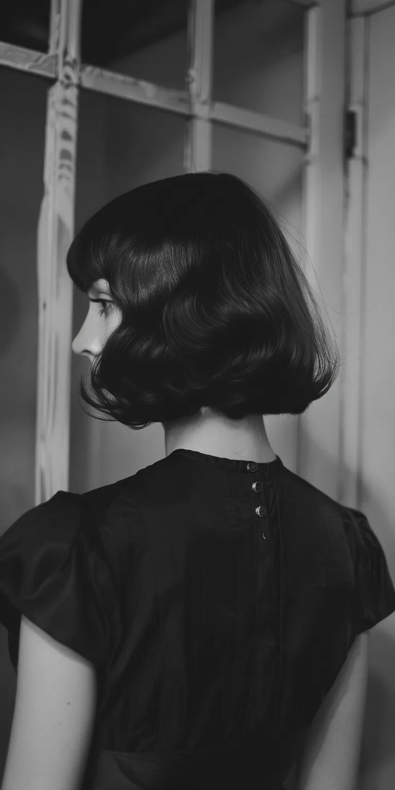 haircuts with bangs Bob cut, Asymmetric Chignon, Finger wave, Butterfly haircut