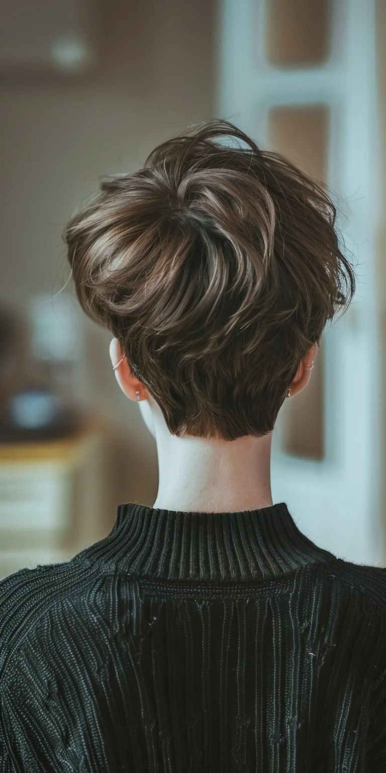 short feminine haircuts Asymmetric cut, Chignon, Updo, Layered hair, Pompadour