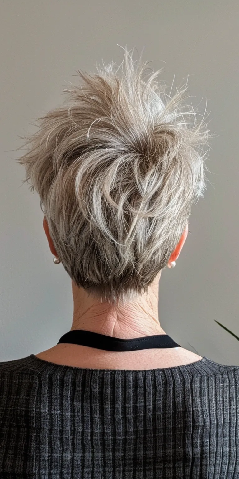 short shag haircuts for women Asymmetric cut, Short brush Pompadour, Digital perm, Pixie cut