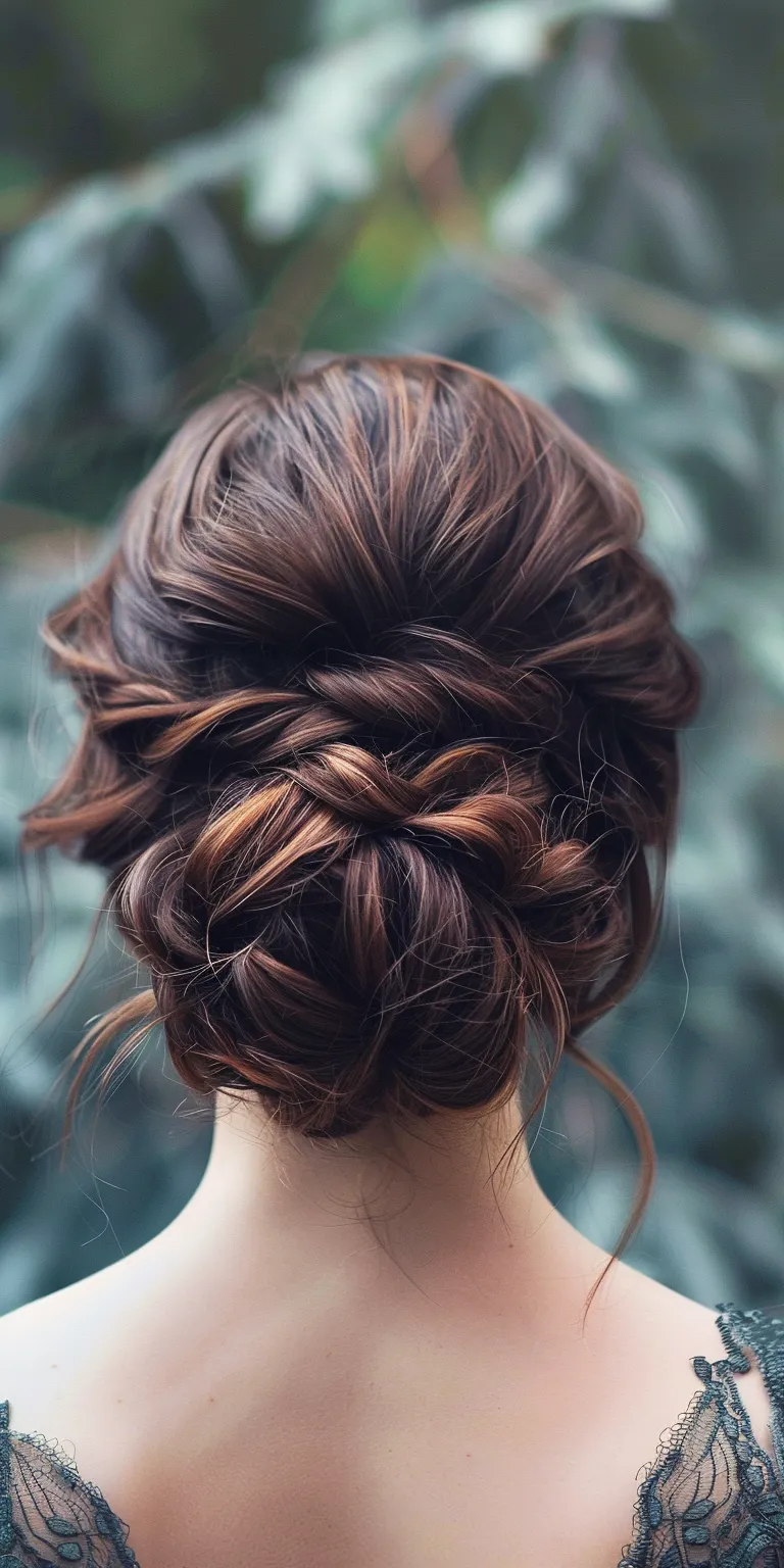 hairstyles for medium hair Updo, Chignon, French twist, Milkmaid braid, braid