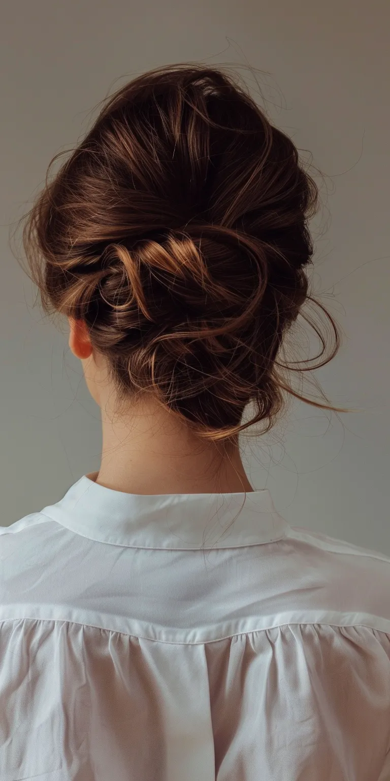 professional hairstyle Updo, Chignon, Milkmaid braid, French twist, Ballerina bun