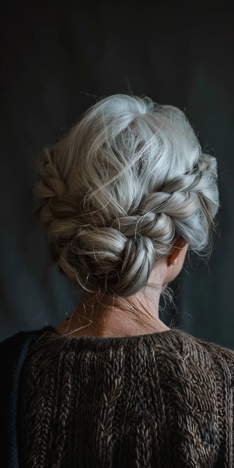 old lady hairstyles Updo, Milkmaid braid, Historical Christian hairstyles, French Waterfall braids