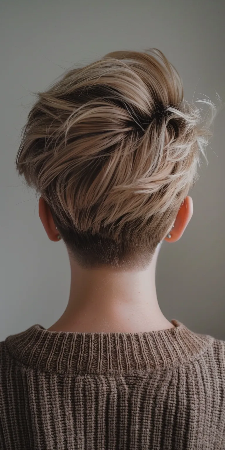 pixie hairstyles Asymmetric cut, Pixie Short brush Updo, Layered hair