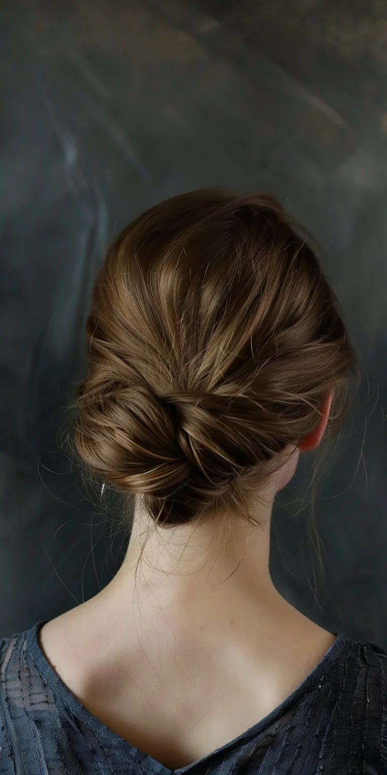 womens hair styles Chignon, Updo, French twist, Milkmaid braid, braid