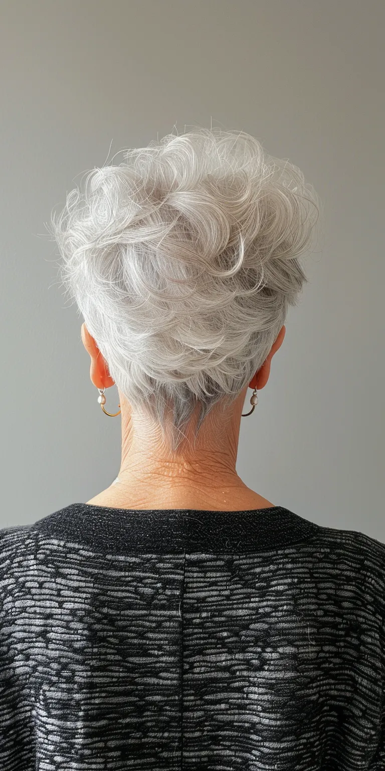 old lady hairstyles Asymmetric cut, Pompadour, Short brush Digital perm, Feathered hair