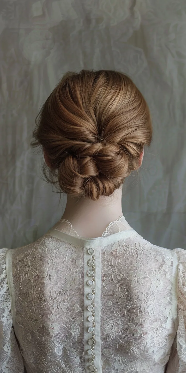 victorian hairstyles Updo, Chignon, Milkmaid braid, French twist, Ballerina bun