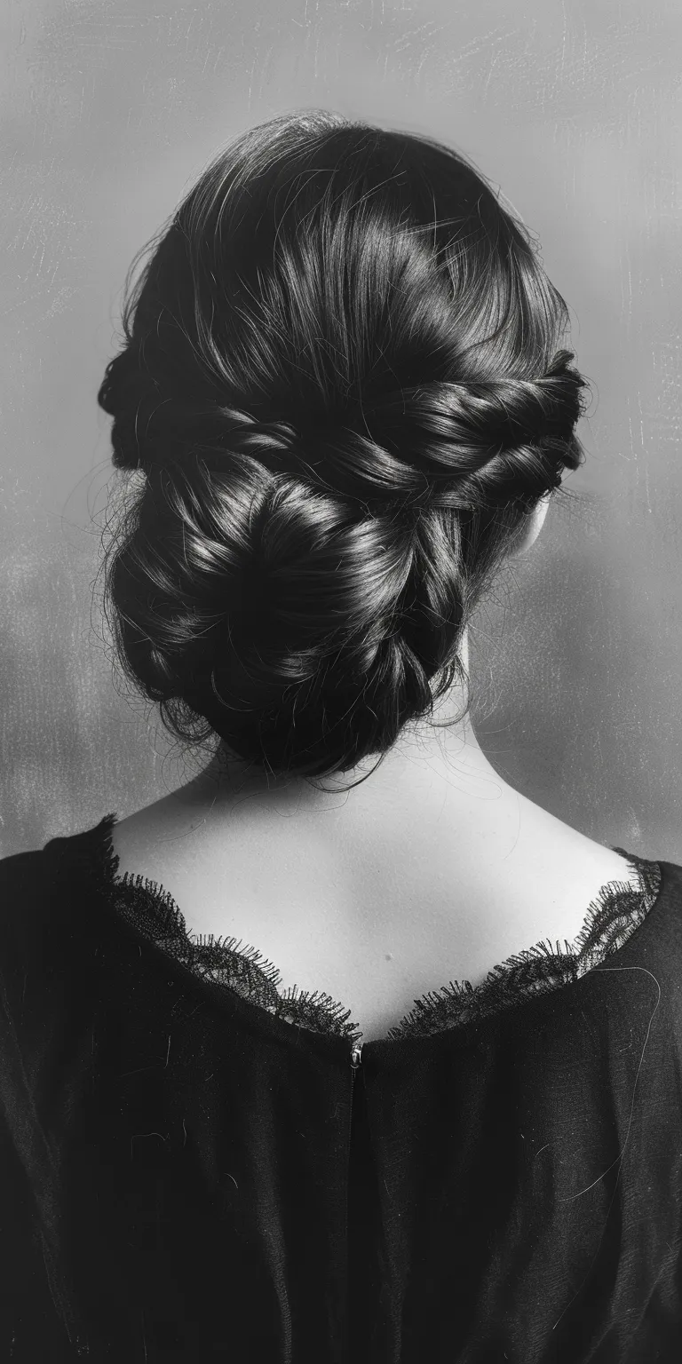 ball hairstyles Chignon, Updo, Milkmaid braid, Historical Christian hairstyles, French braid