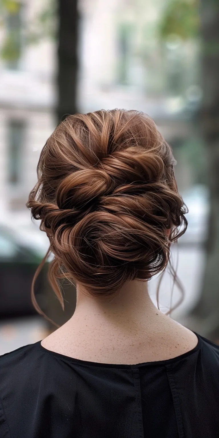 updo hairstyles for long hair Updo, Chignon, French twist, Waterfall braids, Ballerina bun