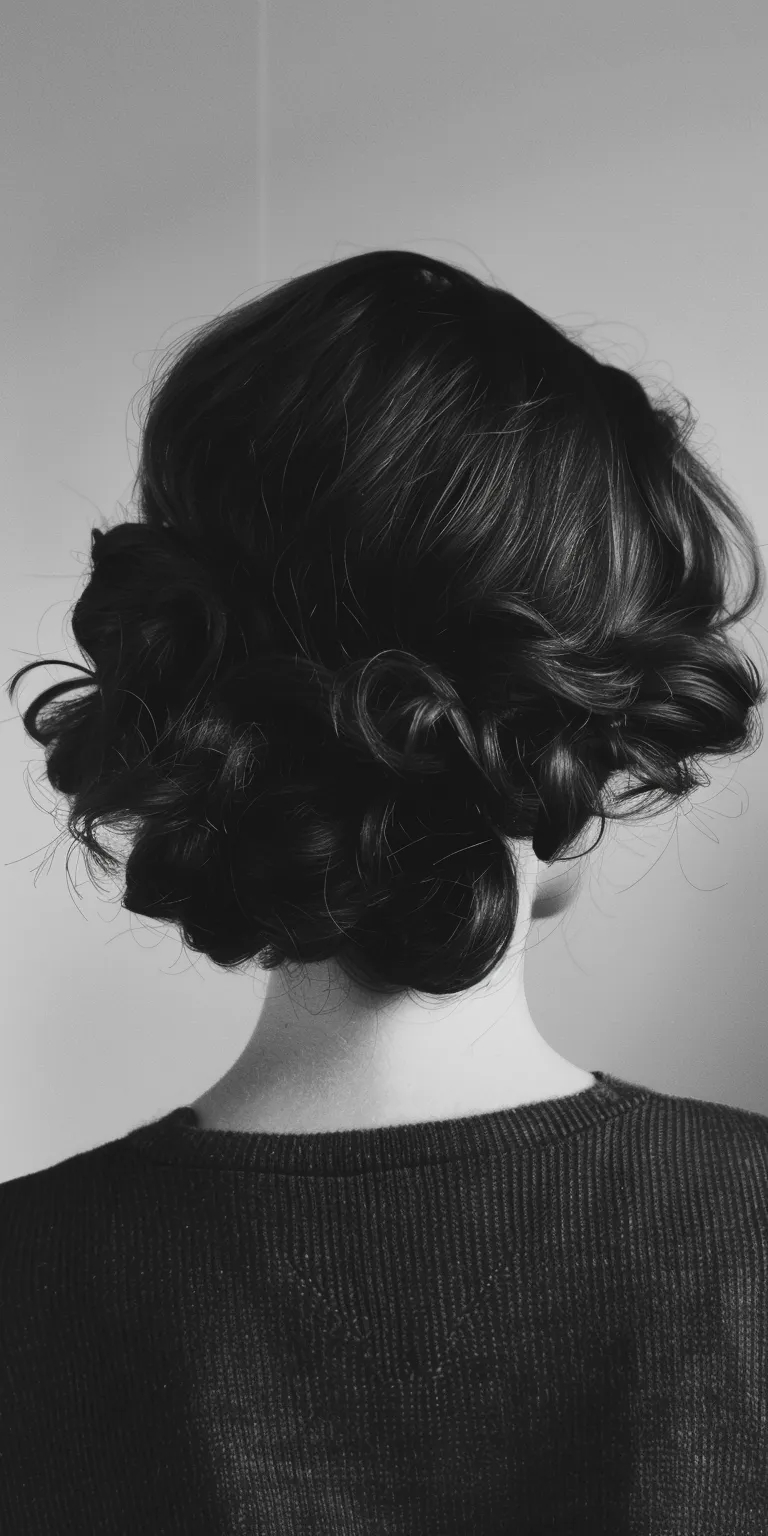 pomade Chignon, Updo, Milkmaid braid, Finger wave, Ringlets