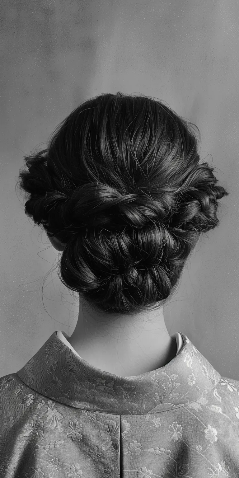 samurai hairstyle Chignon, Updo, Milkmaid braid, French twist, braid