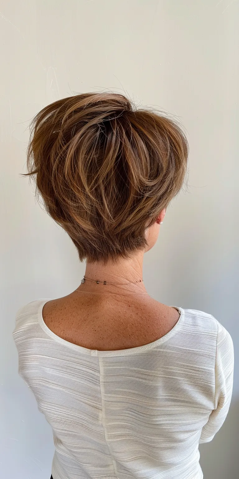 lisa rinna hairstyles Short brush cut, Asymmetric French twist, Pixie Chignon