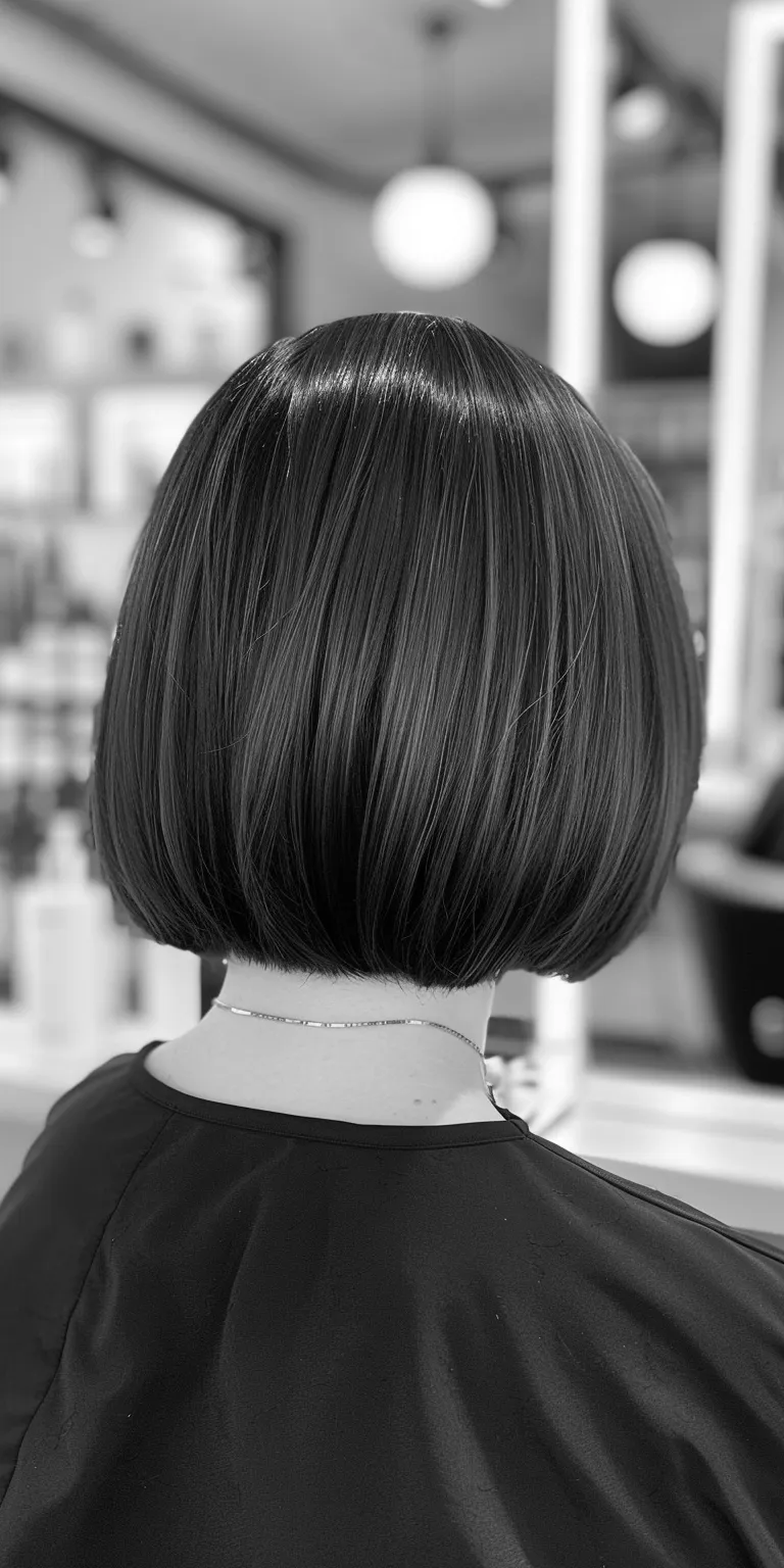 short bob hairstyles Bob cut, Asymmetric Stacked bob, Short brush Professional cut