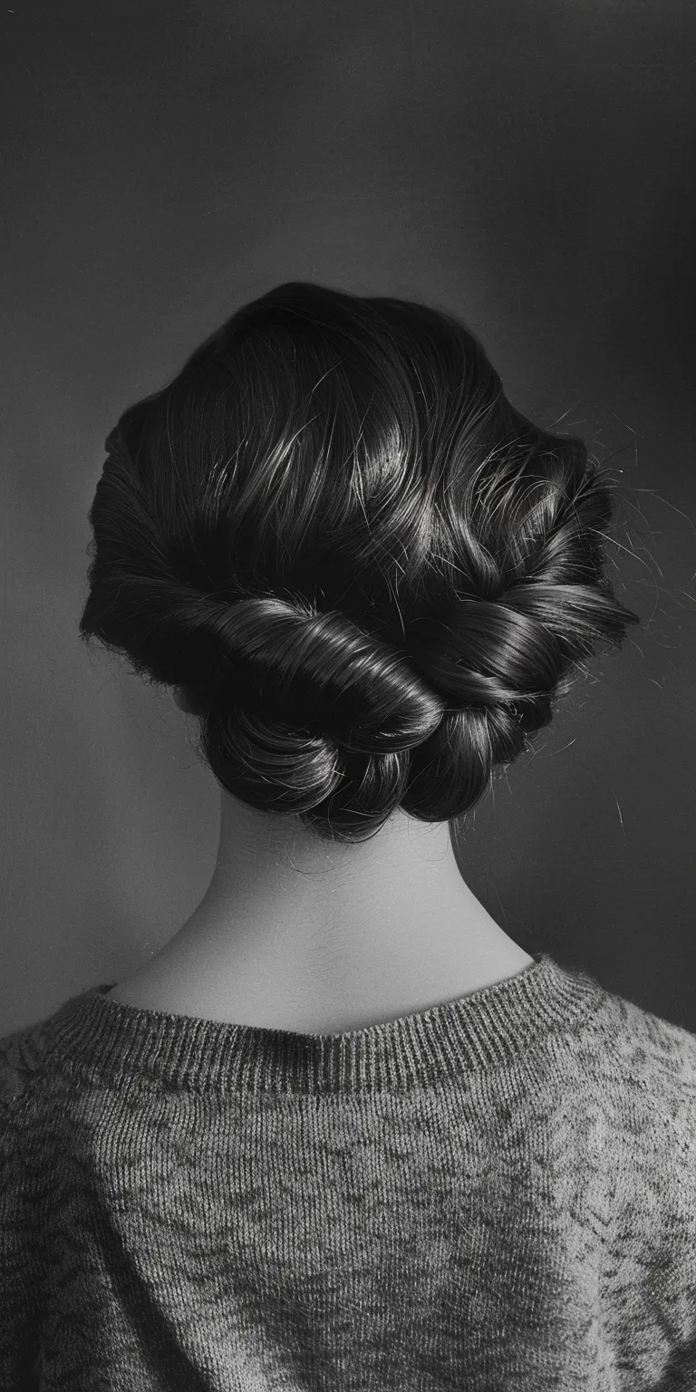 1950 hairstyles Chignon, Updo, Milkmaid braid, French twist, braid