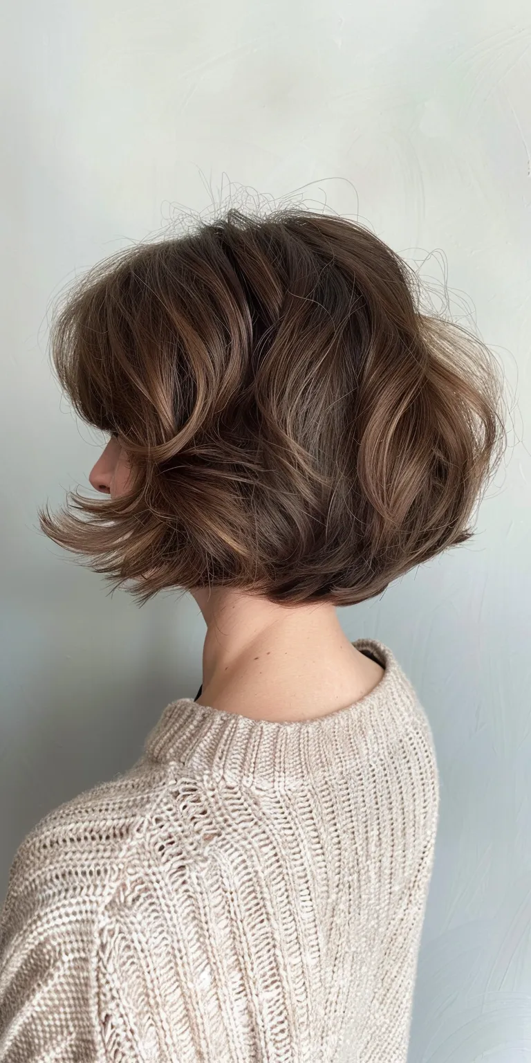 hairstyles for women over 50 Asymmetric cut, Layered hair, Bob Short brush Digital perm