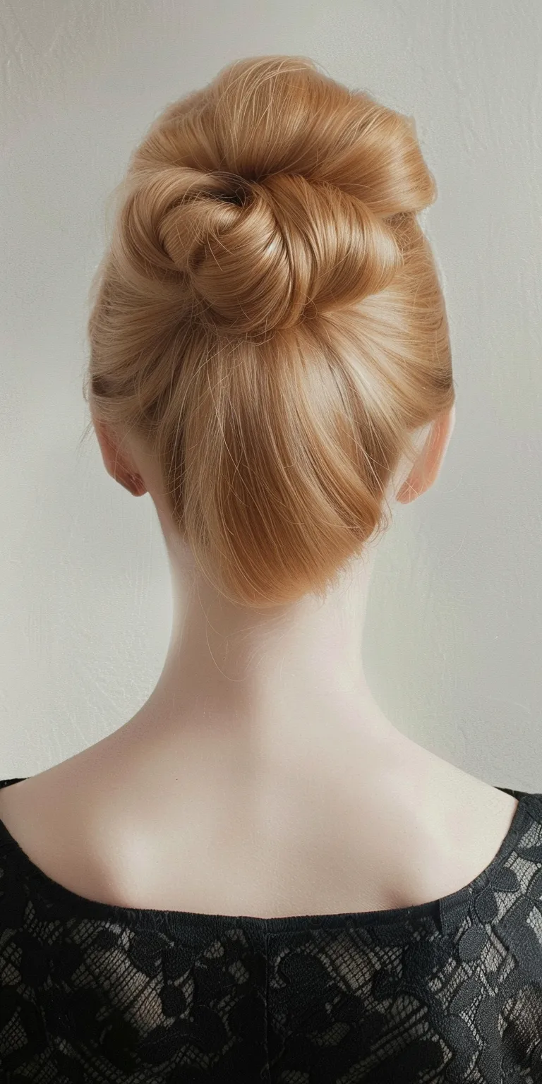 high bun hairstyles Ballerina bun, Chignon, Updo, French twist, Japanese women's