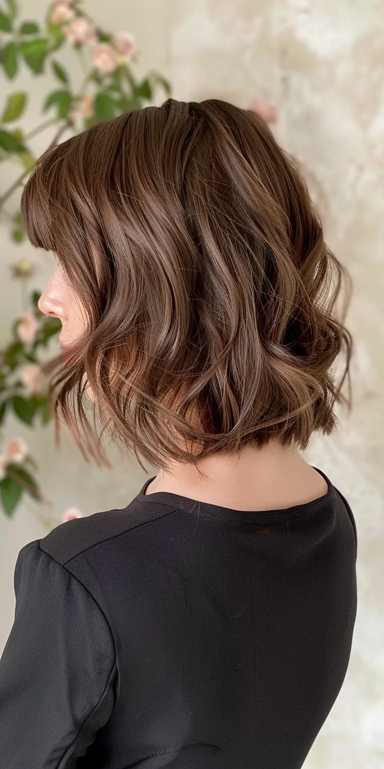 medium short haircuts for women Asymmetric cut, Layered hair, Digital perm, Bob Professional cut