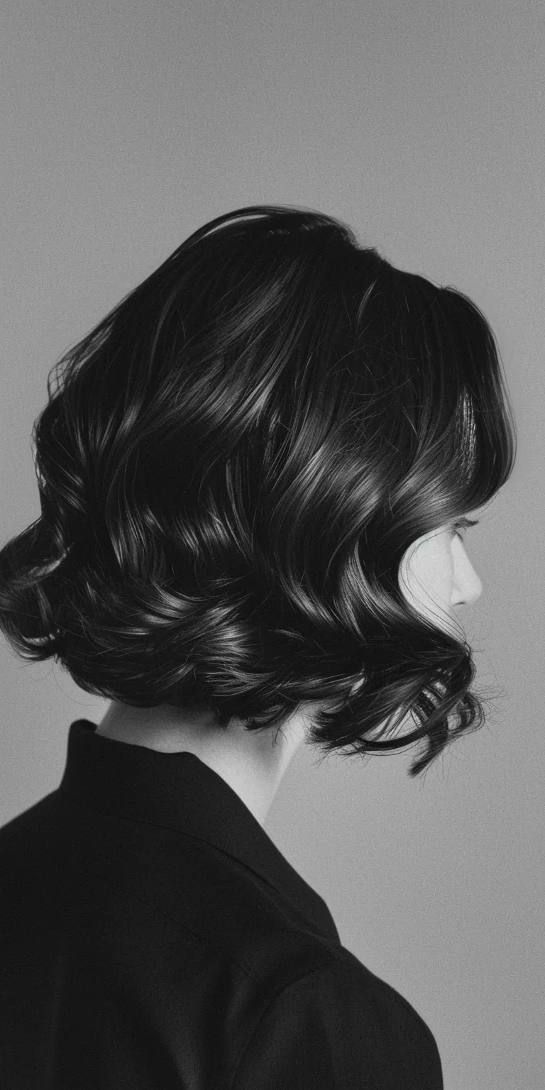 medium haircuts Finger wave, Asymmetric cut, Chignon, Bob Ringlets