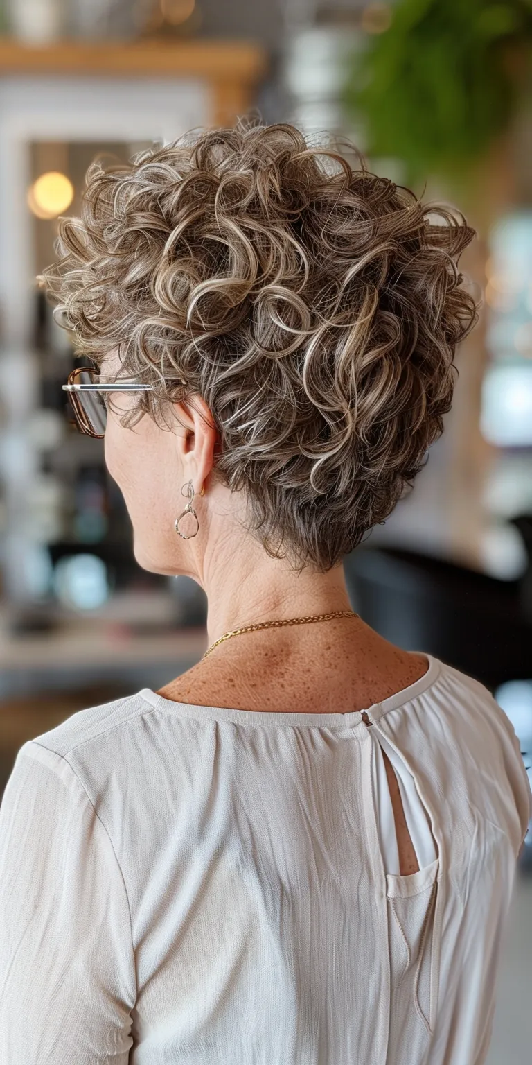 short hairstyles for over 50 with glasses Digital perm, Short brush cut, Asymmetric Updo, Historical Christian