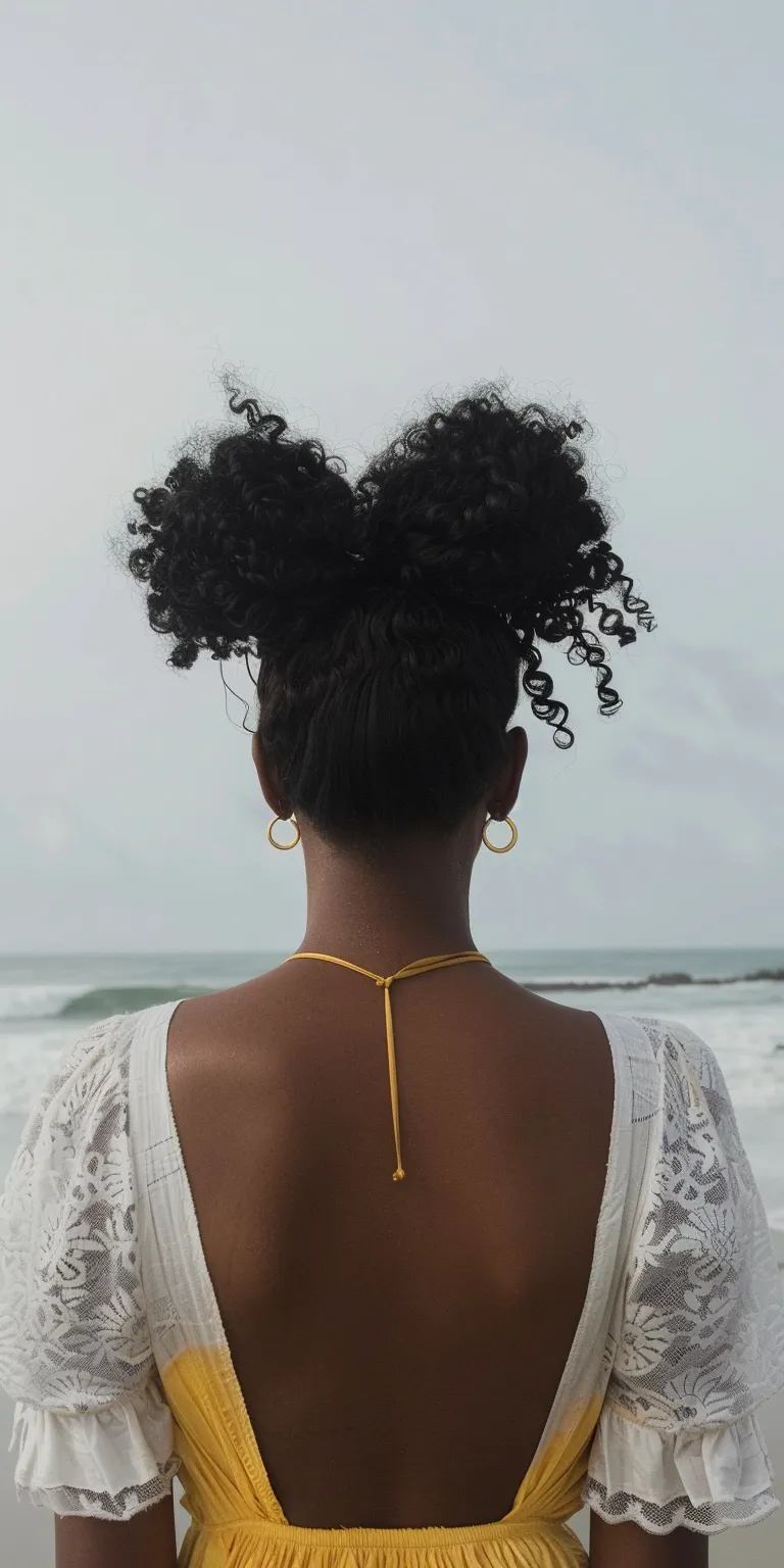 vacation hairstyles Kinky hair, Afro puffs, Crochet braids, Hair twists, Updo