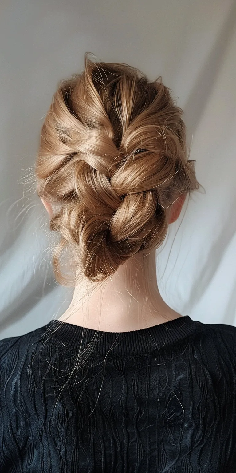 hair styles for thick Updo, French twist, Ballerina bun, Chignon, braid