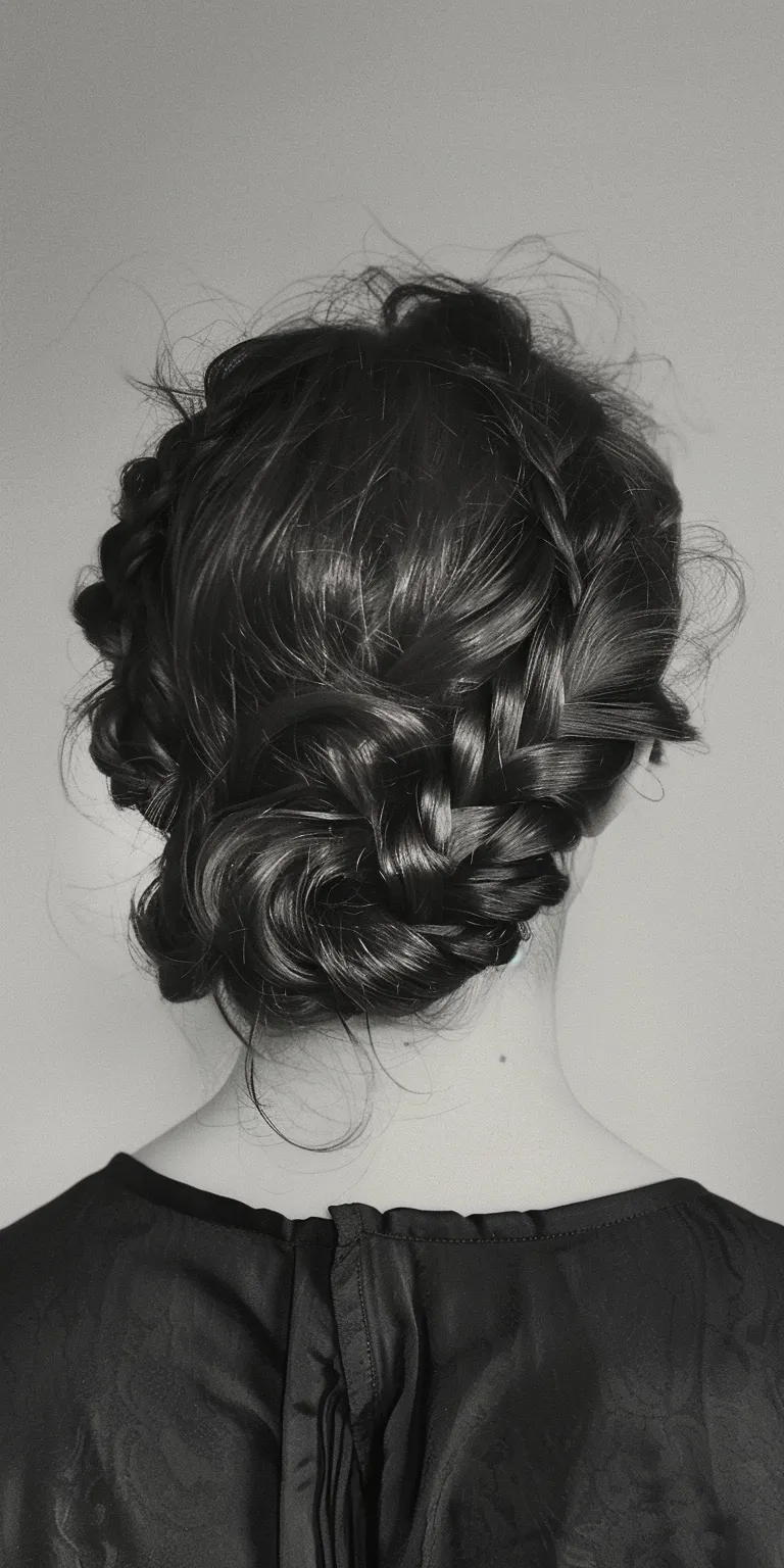 knotless twist Milkmaid braid, Chignon, Updo, French