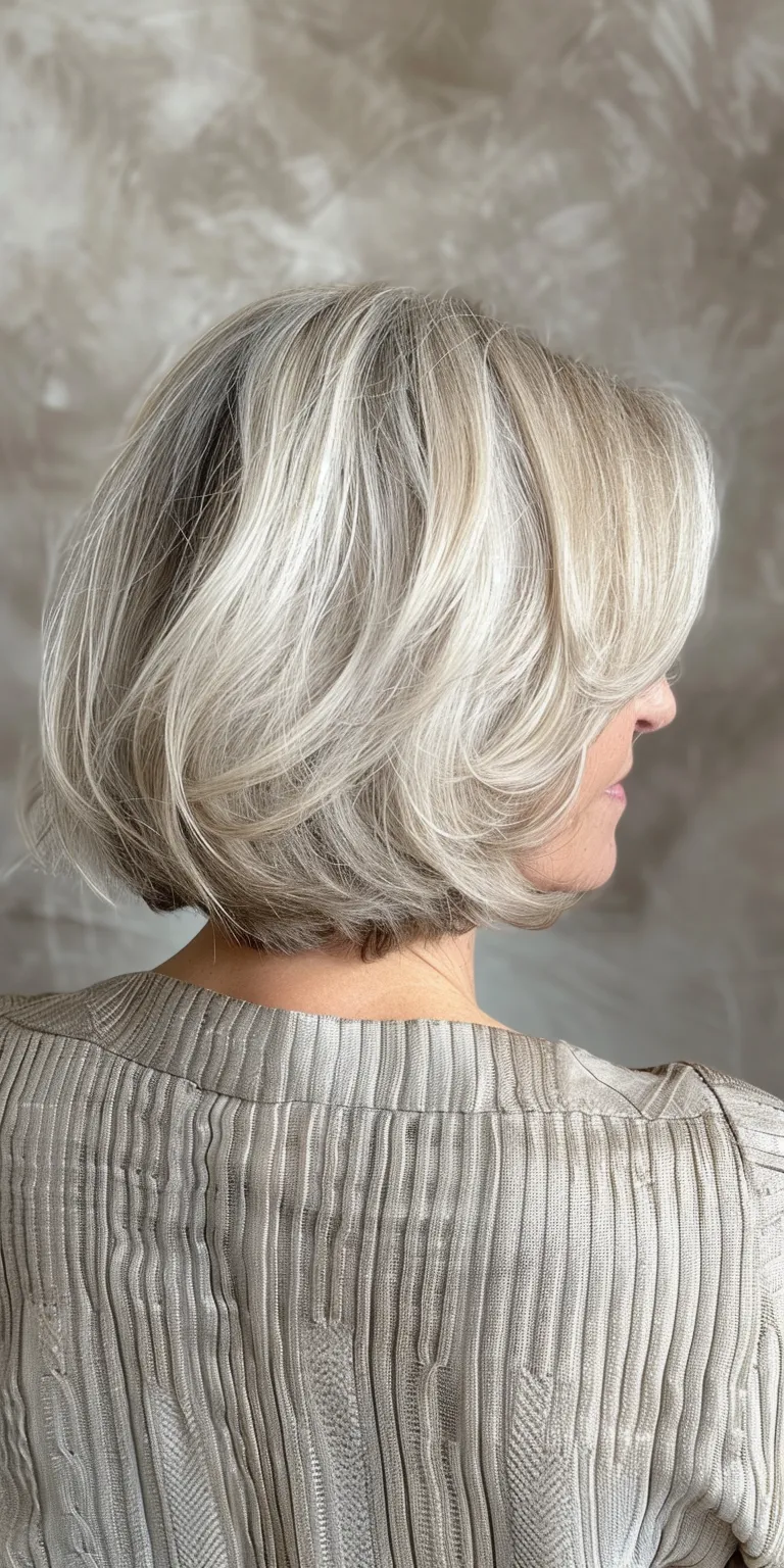 hairstyles for older women Asymmetric cut, Digital perm, Layered hair, Short brush Pixie cut