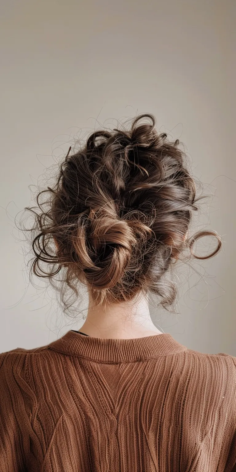 messy hair style Updo, Chignon, Milkmaid braid, Ballerina bun, Digital perm