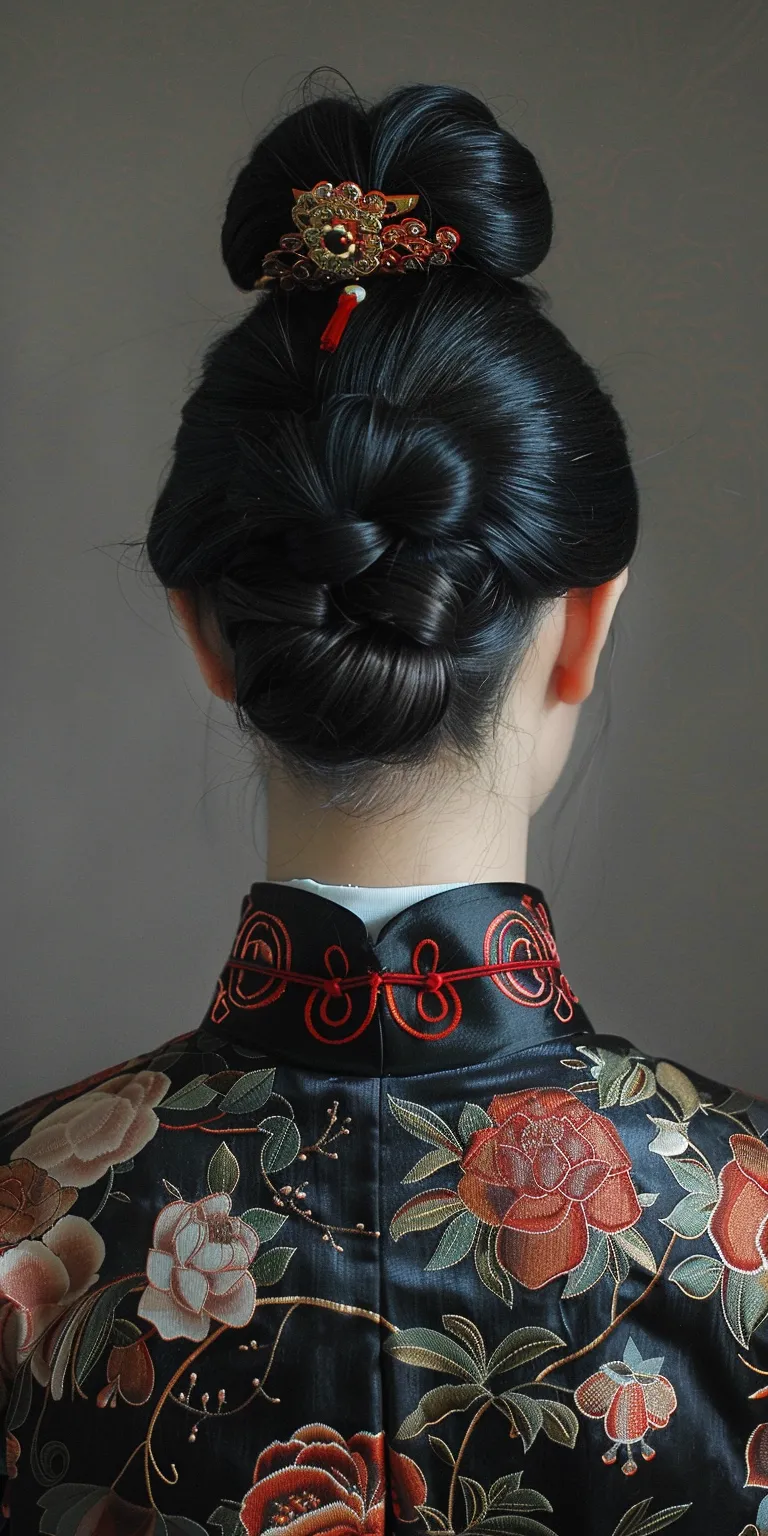 chinese hairstyle Japanese women's hairstyles, Updo, French twist, Chignon, Milkmaid braid