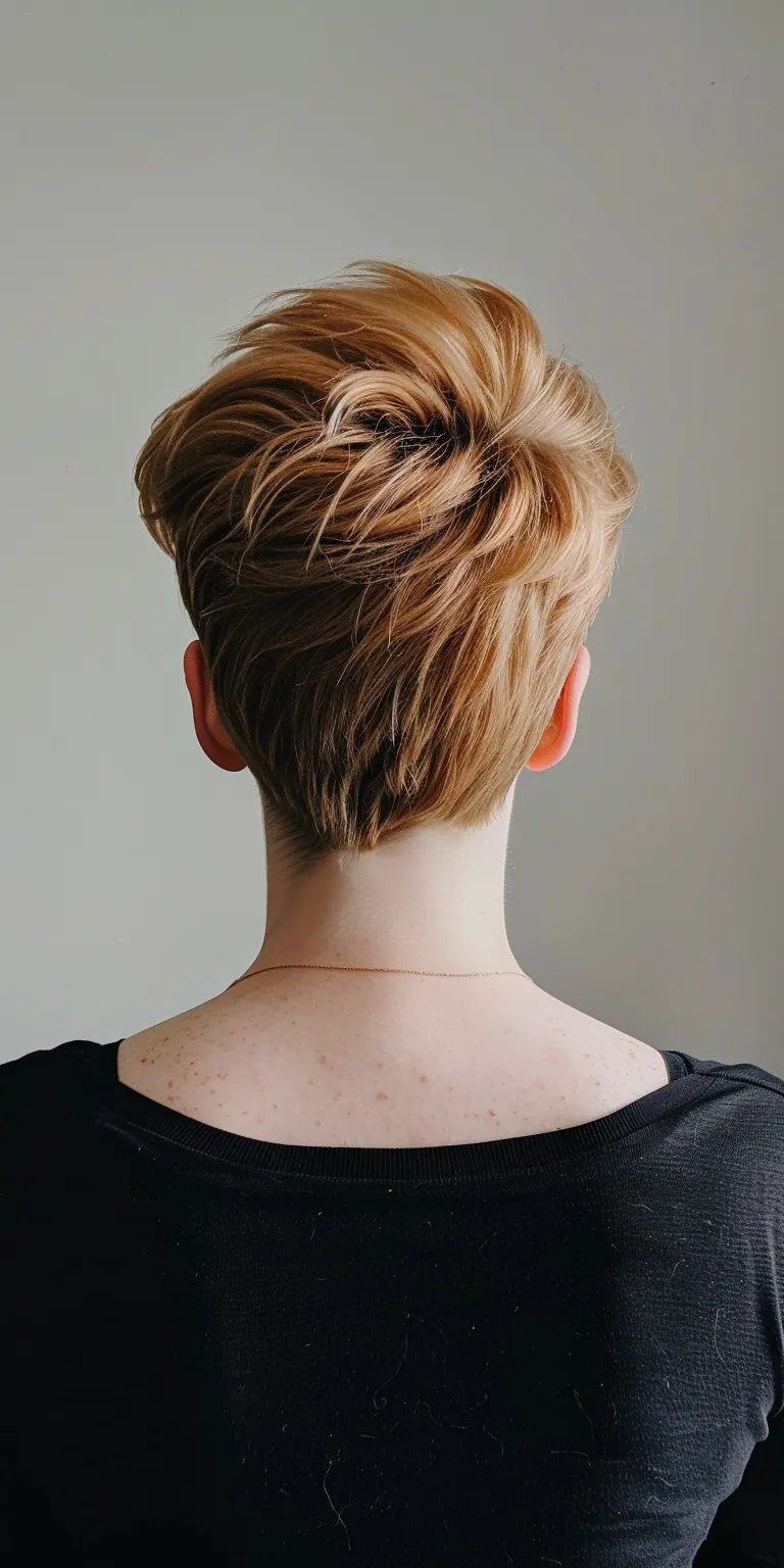 haircuts for short hair Asymmetric cut, Updo, Short brush French twist, Pixie cut