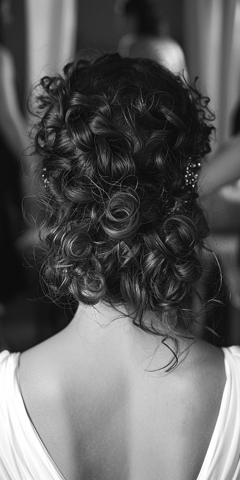 curly hair wedding styles Ringlets, Updo, Milkmaid braid, Chignon, Curly