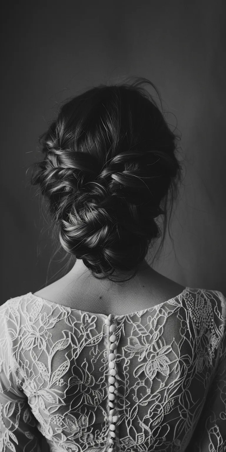 bridal hairstyles Updo, Milkmaid braid, Chignon, French Waterfall braids