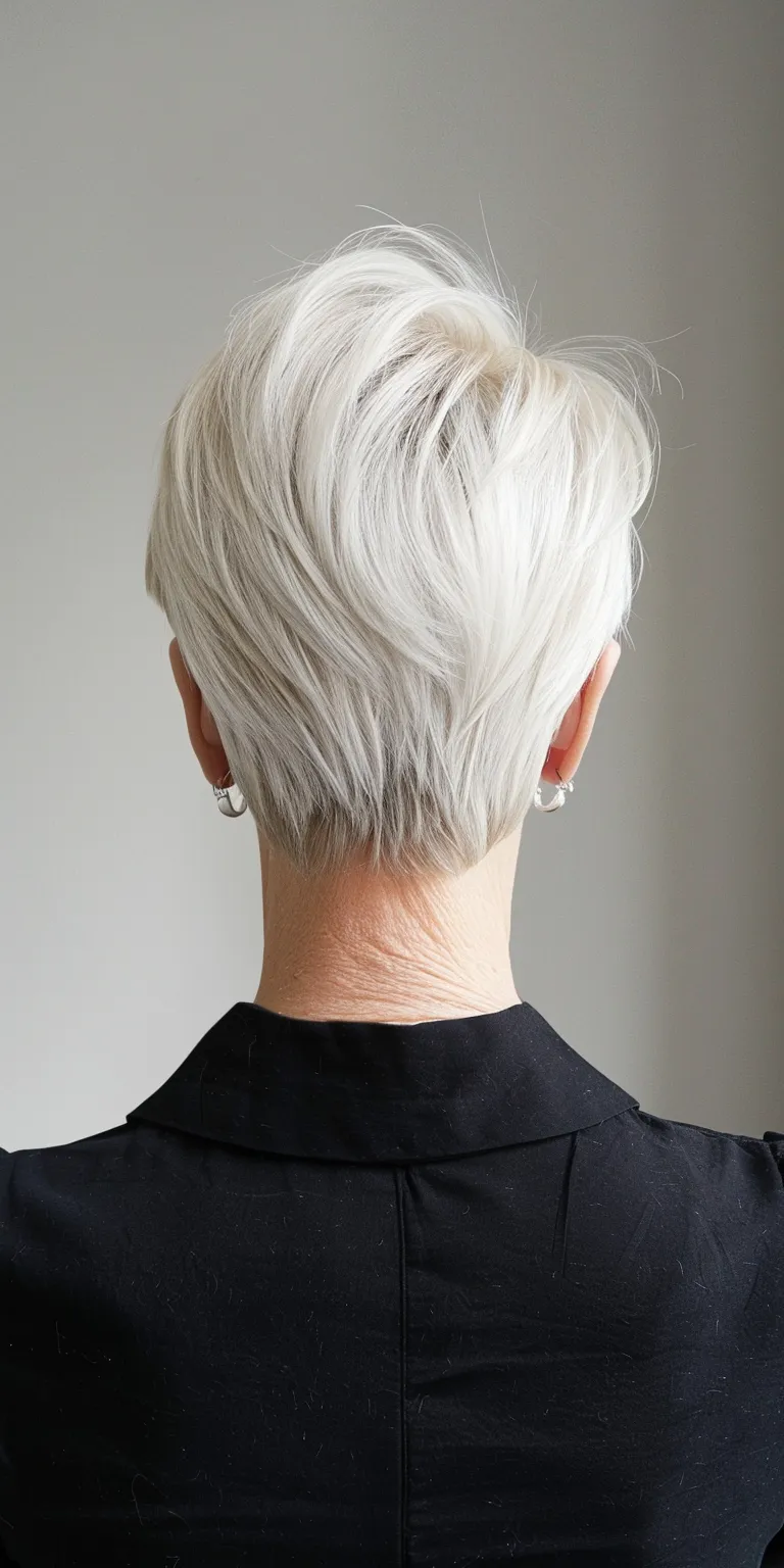 short hairstyles for over 60 Asymmetric cut, Short brush Pompadour, Pixie Tonsure