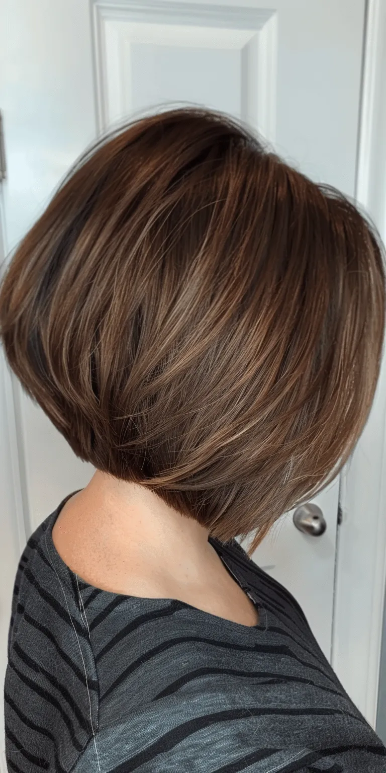 stacked bob haircuts Asymmetric cut, Bob Layered hair, Short brush Professional cut