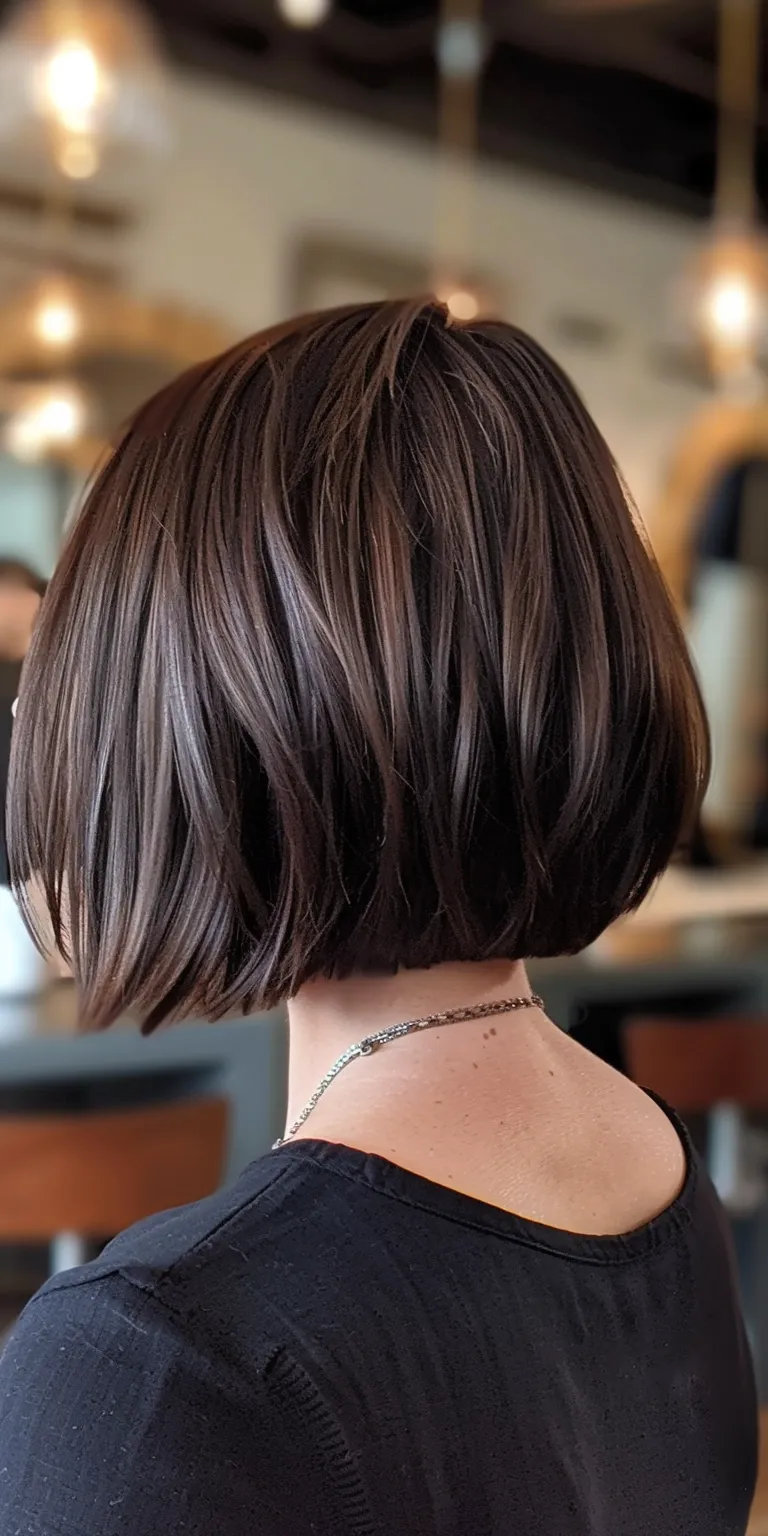 short bob haircuts with bangs Bob cut, Asymmetric Short brush Stacked bob, Professional cut