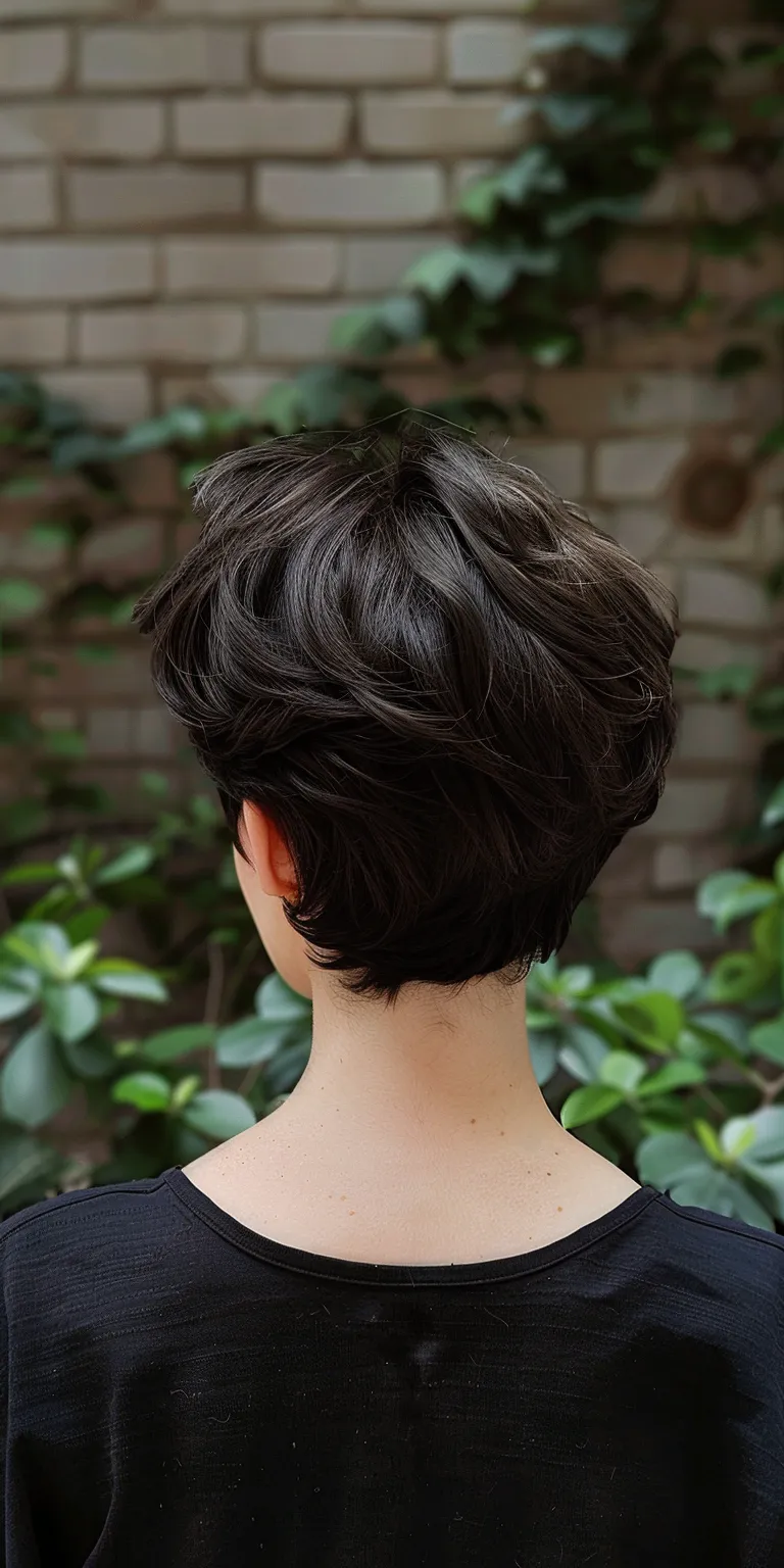 medium short haircuts Asymmetric cut, Digital perm, Pompadour, Pixie Short brush cut