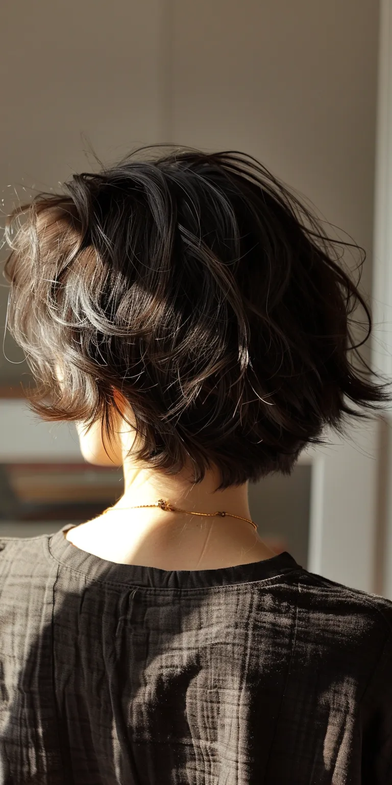 short choppy haircuts Asymmetric cut, Japanese women's hairstyles, Chignon, Layered hair, Updo