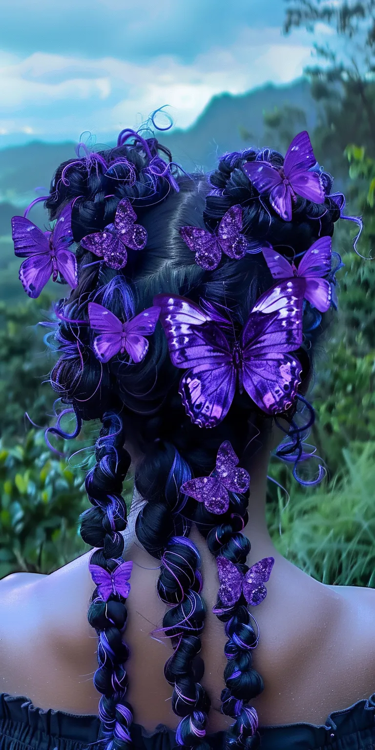 butterfly locs with color Butterfly haircut, Digital perm, Feathered hair, Layered Mermaid hair