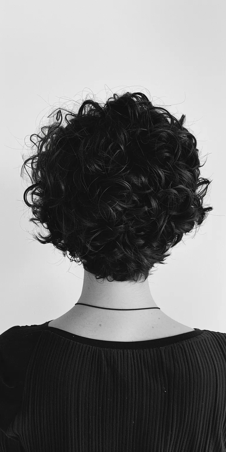 short curly haircuts Digital perm, Asymmetric cut, Ringlets, Short brush Updo