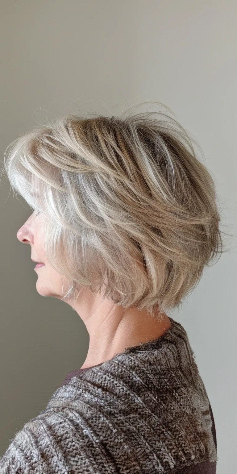 short hairstyles with bangs Asymmetric cut, Layered hair, Digital perm, Short brush Professional cut