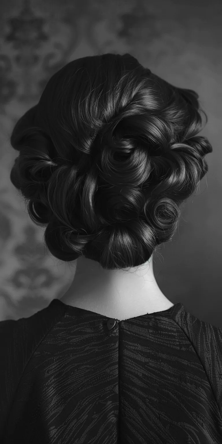 40s hairstyles Chignon, Updo, Finger wave, French twist, Milkmaid braid