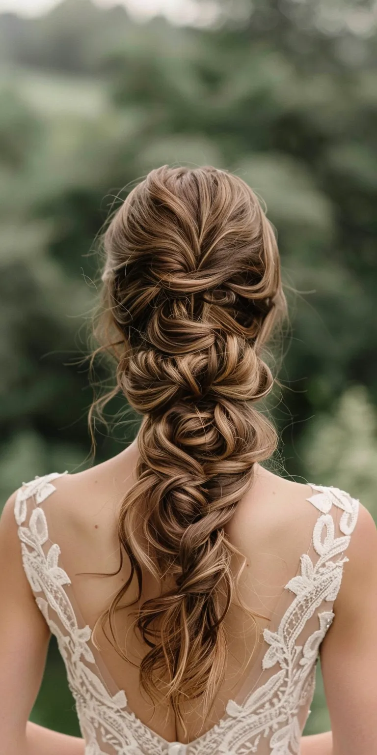 wedding hairstyles for medium hair Waterfall braids, Updo, French braid, Boho twist