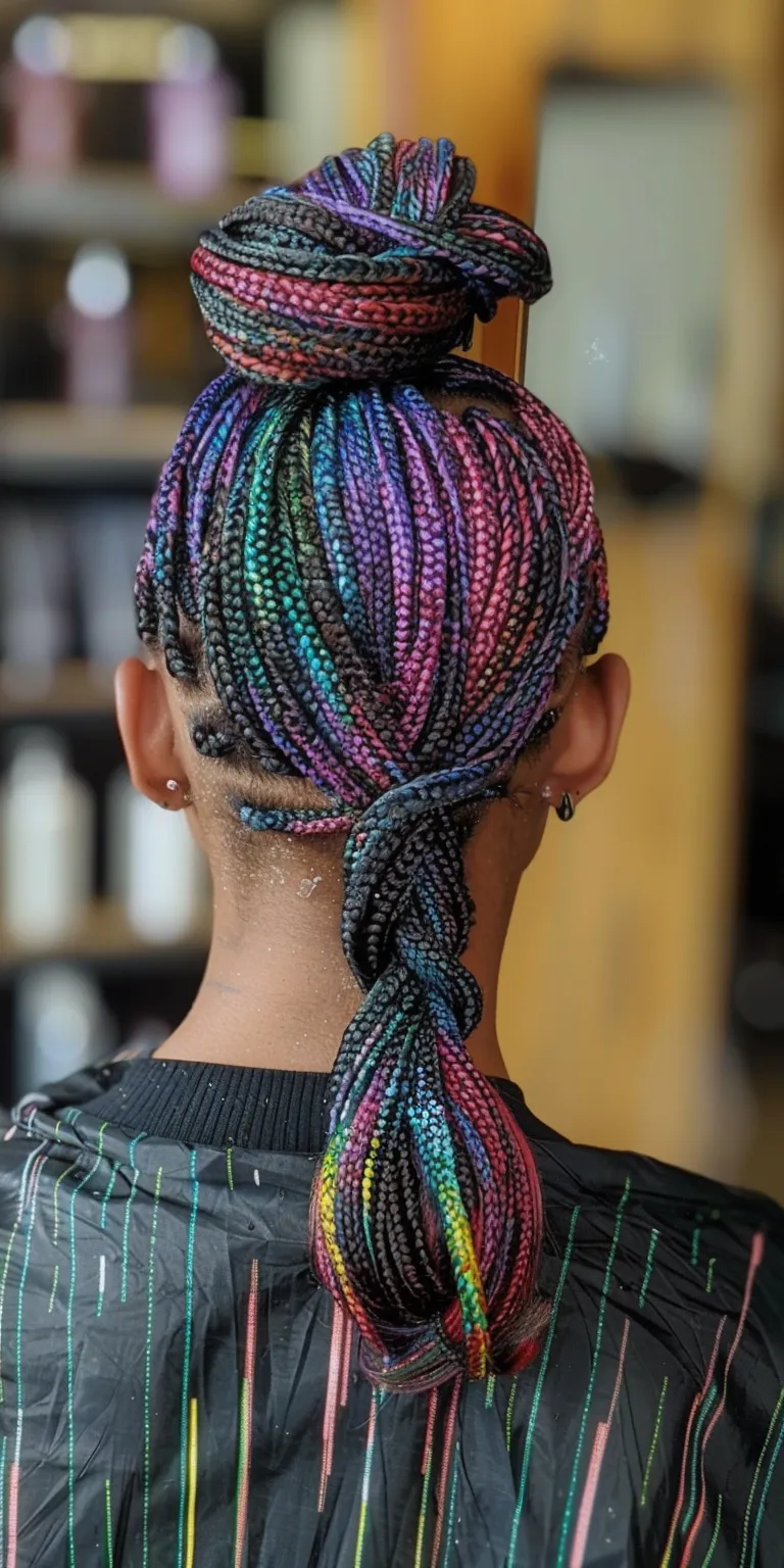 knotless braids with color Waterfall braids, French twist, Mermaid hair, Cornrows, Stacked bob